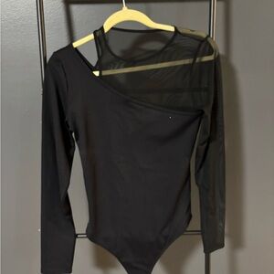 Abercrombie & Fitch Black Mesh One-Shoulder Bodysuit